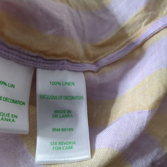 Lilly Pulitzer Coralynn Button Down Shirt‎ 100% Linen Yellow/Purple Stripes - Picture 6 of 8